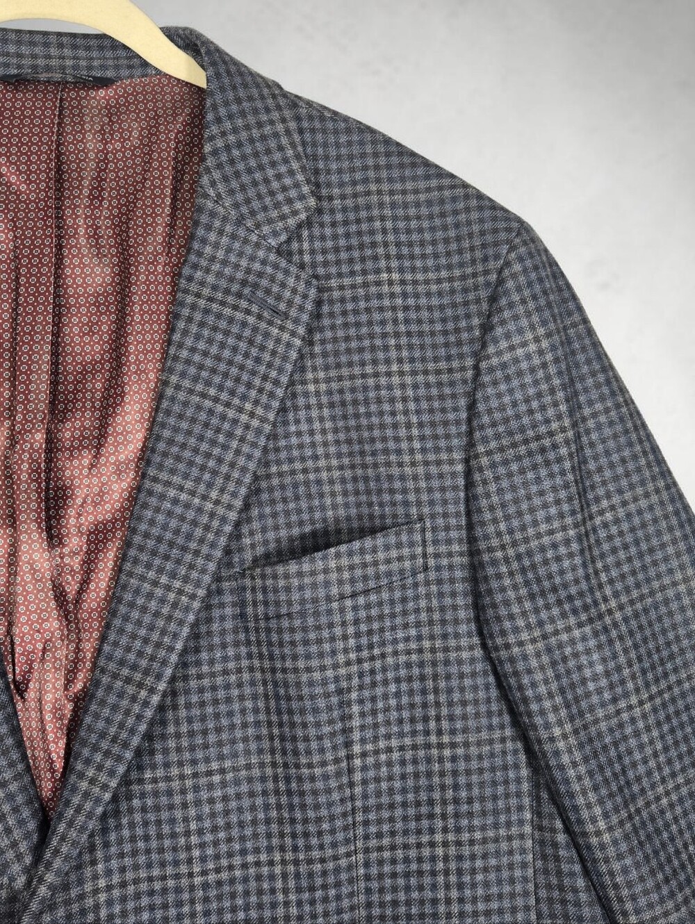 Ralph Lauren Navy Check 2 Button Men's Blazer Wool Silk Blend 46R - Picture 6 of 15
